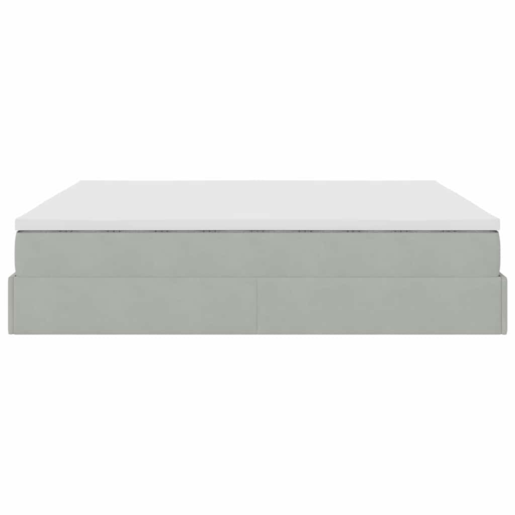 vidaXL Ottoman-Bett mit Matratze Hellgrau 180x200 cm Samt