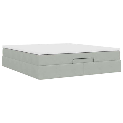 vidaXL Ottoman-Bett mit Matratze Hellgrau 180x200 cm Samt