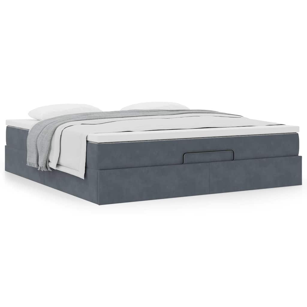 vidaXL Ottoman-Bett mit Matratze Dunkelgrau 180x200 cm Samt