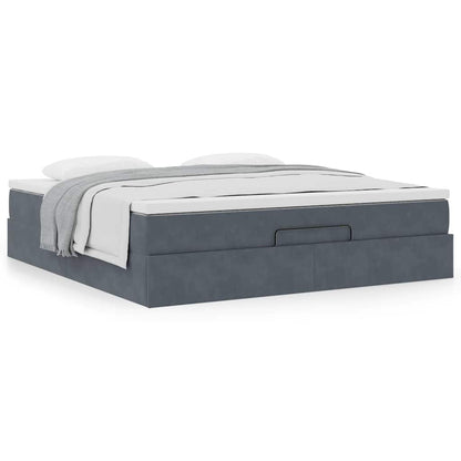 vidaXL Ottoman-Bett mit Matratze Dunkelgrau 180x200 cm Samt