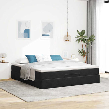 vidaXL Ottoman-Bett mit Matratze Schwarz 180x200 cm Samt