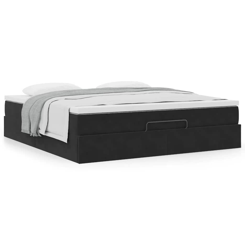 vidaXL Ottoman-Bett mit Matratze Schwarz 180x200 cm Samt