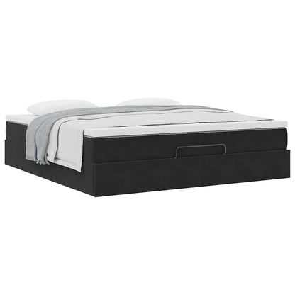 vidaXL Ottoman-Bett mit Matratze Schwarz 180x200 cm Samt