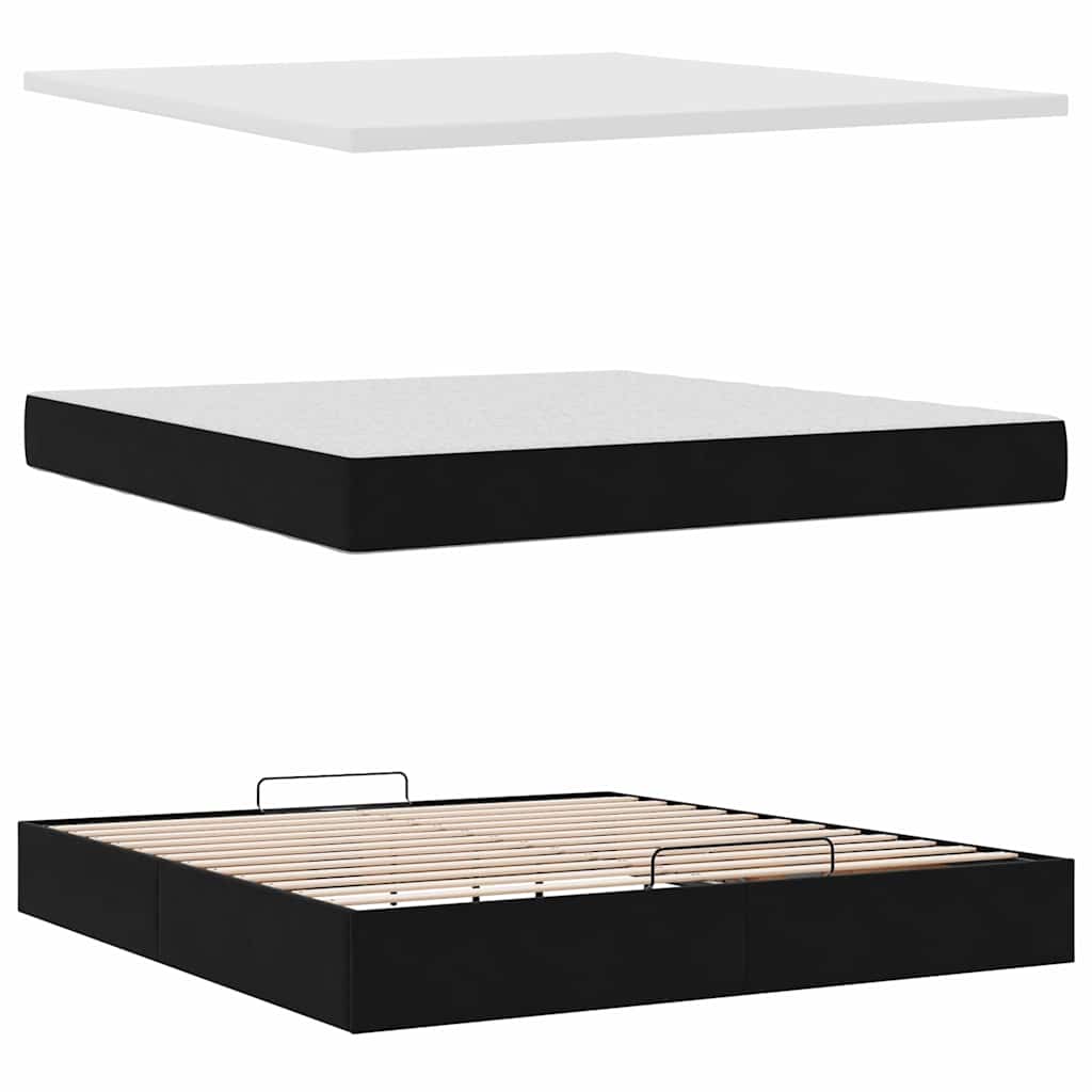vidaXL Ottoman-Bett mit Matratze Schwarz 180x200 cm Samt