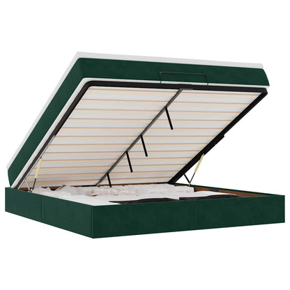 Ottoman-Bett mit Matratze Dunkelgrün 180x200 cm Samt