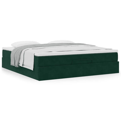 vidaXL Ottoman-Bett mit Matratze Dunkelgrün 180x200 cm Samt