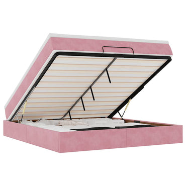 vidaXL Ottoman-Bett mit Matratze Rosa 180x200 cm Samt