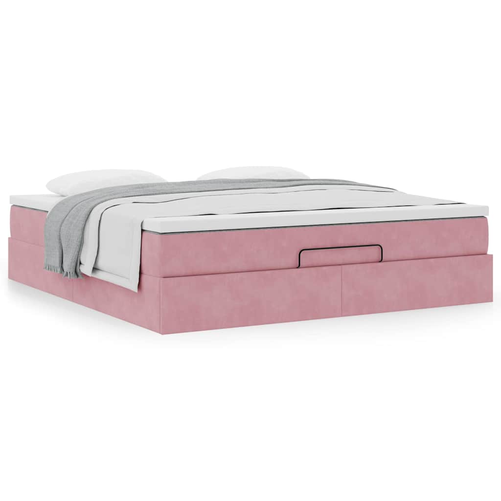 vidaXL Ottoman-Bett mit Matratze Rosa 180x200 cm Samt