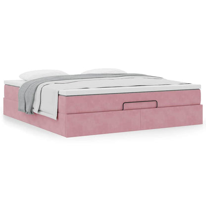 vidaXL Ottoman-Bett mit Matratze Rosa 180x200 cm Samt