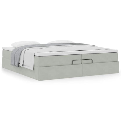 vidaXL Ottoman-Bett mit Matratzen Hellgrau 200x200 cm Samt