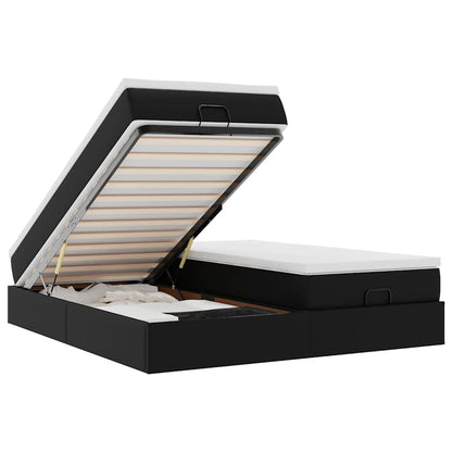 Ottoman-Bett mit Matratzen Schwarz 160x200 cm Kunstleder