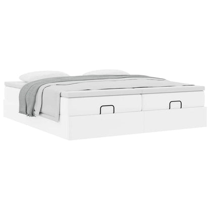 vidaXL Ottoman-Bett mit Matratzen Weiß 160x200 cm Kunstleder