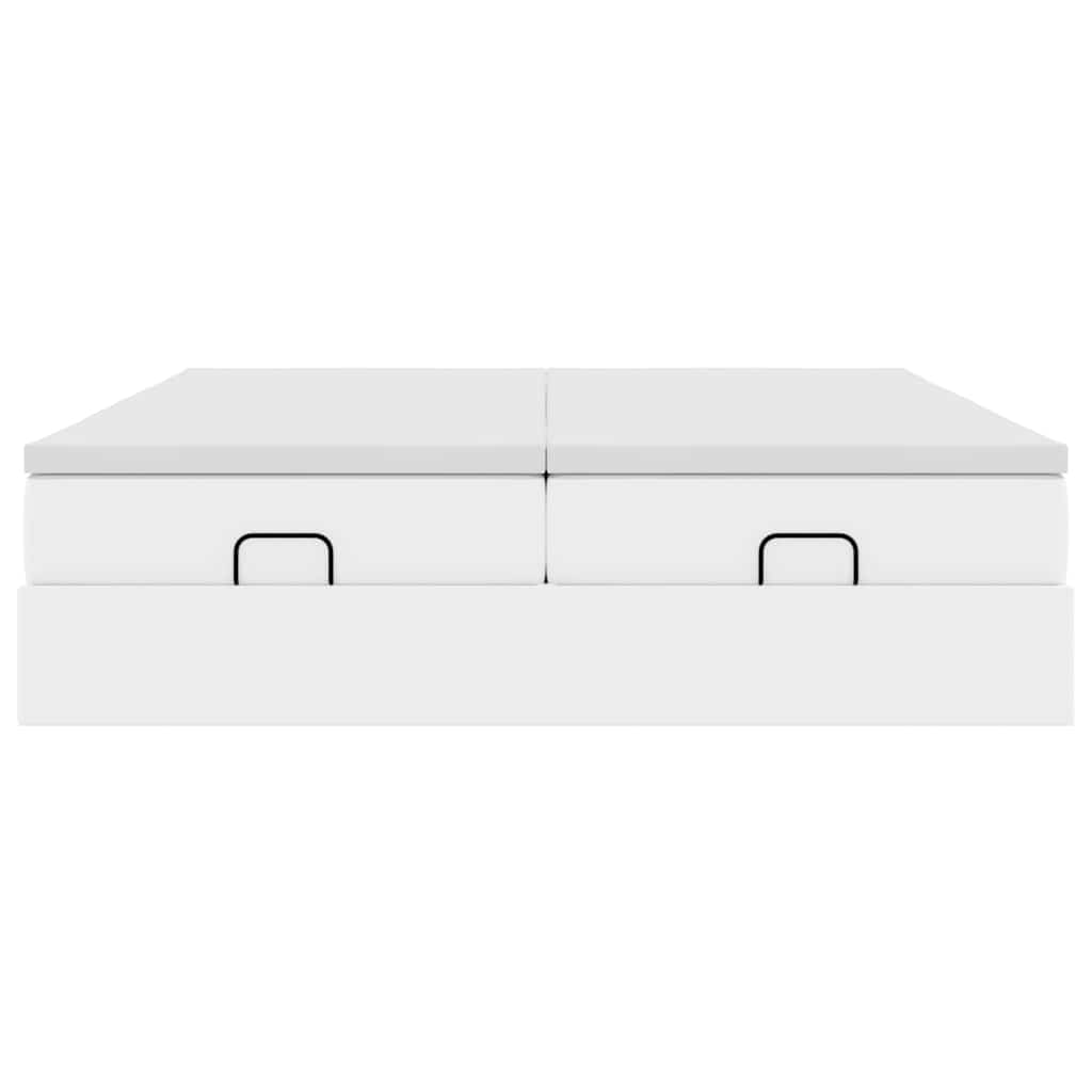 vidaXL Ottoman-Bett mit Matratzen Weiß 160x200 cm Kunstleder
