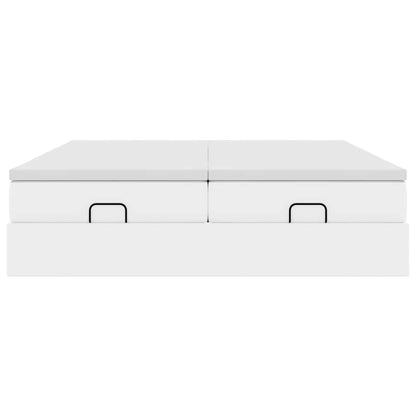 vidaXL Ottoman-Bett mit Matratzen Weiß 160x200 cm Kunstleder