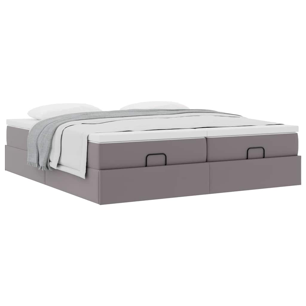 vidaXL Ottoman-Bett mit Matratzen Grau 160x200 cm Kunstleder