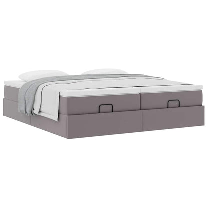 vidaXL Ottoman-Bett mit Matratzen Grau 160x200 cm Kunstleder