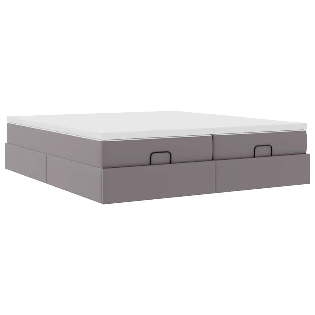 vidaXL Ottoman-Bett mit Matratzen Grau 160x200 cm Kunstleder