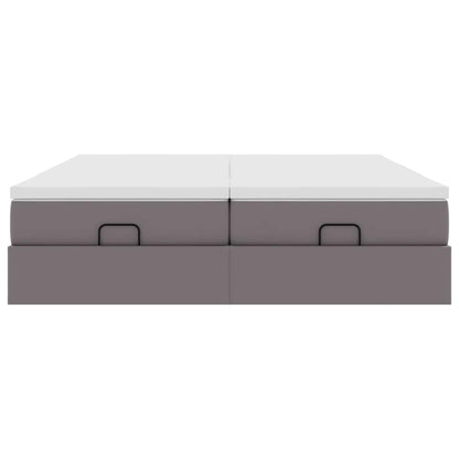 vidaXL Ottoman-Bett mit Matratzen Grau 160x200 cm Kunstleder