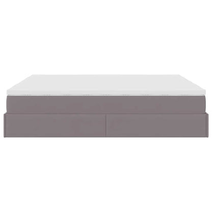 vidaXL Ottoman-Bett mit Matratzen Grau 160x200 cm Kunstleder