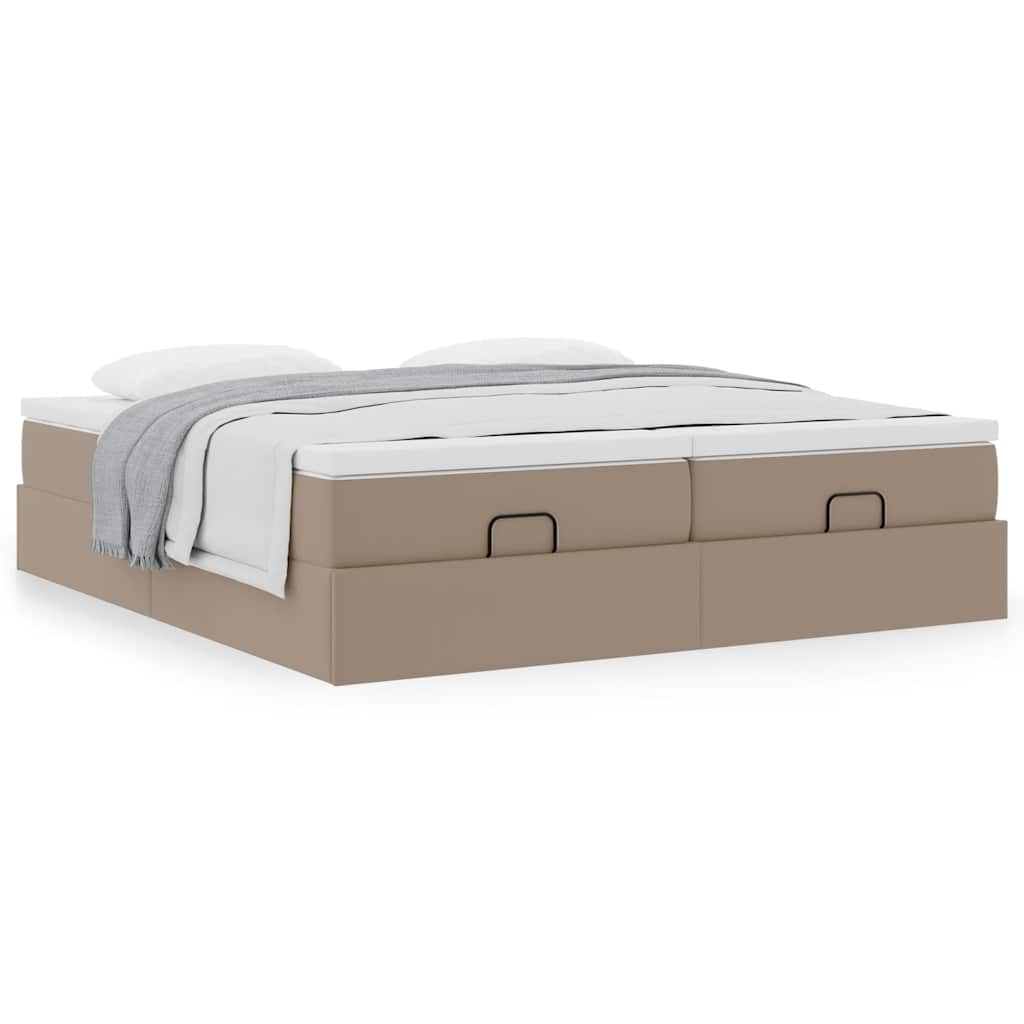vidaXL Ottoman-Bett mit Matratzen Cappuccino 160x200cm Kunstleder