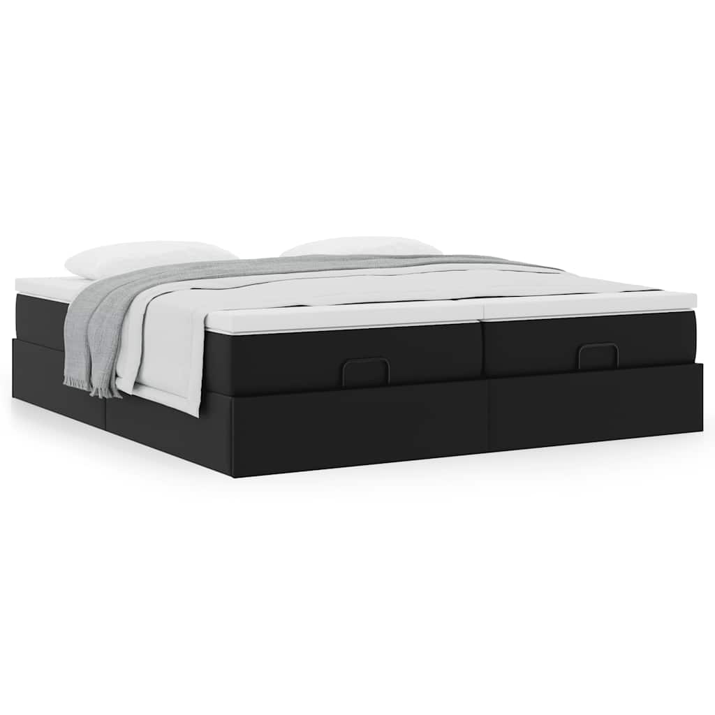vidaXL Ottoman-Bett mit Matratzen Schwarz 180x200 cm Kunstleder