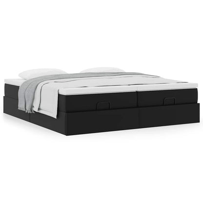 vidaXL Ottoman-Bett mit Matratzen Schwarz 180x200 cm Kunstleder