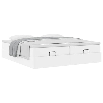 vidaXL Ottoman-Bett mit Matratzen Weiß 180x200 cm Kunstleder