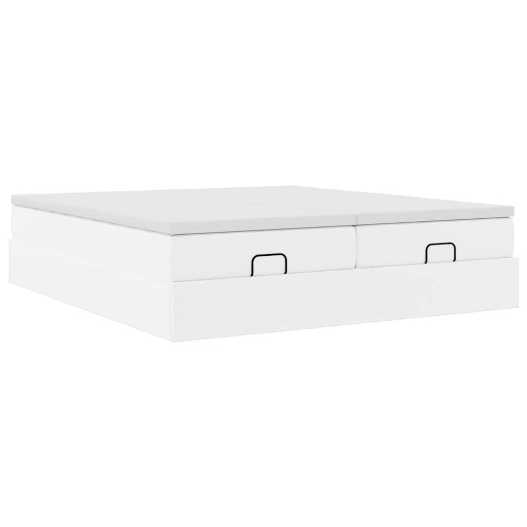 vidaXL Ottoman-Bett mit Matratzen Weiß 180x200 cm Kunstleder