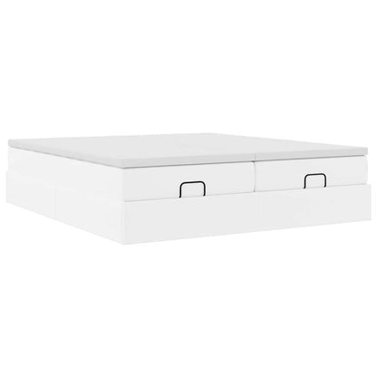 vidaXL Ottoman-Bett mit Matratzen Weiß 180x200 cm Kunstleder