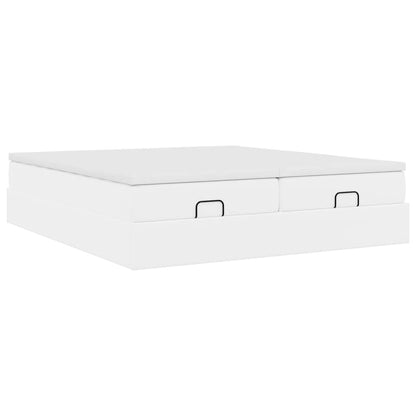 vidaXL Ottoman-Bett mit Matratzen Weiß 180x200 cm Kunstleder