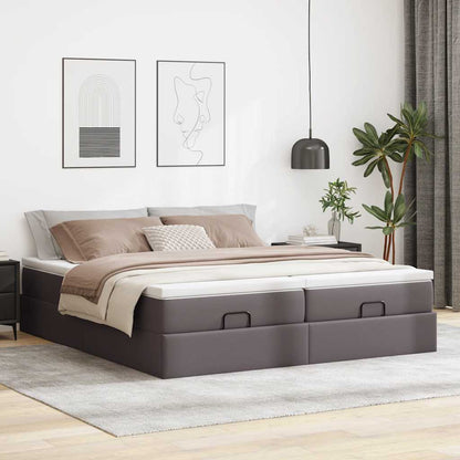 vidaXL Lit ottoman avec matelas gris 180x200 cm similicuir