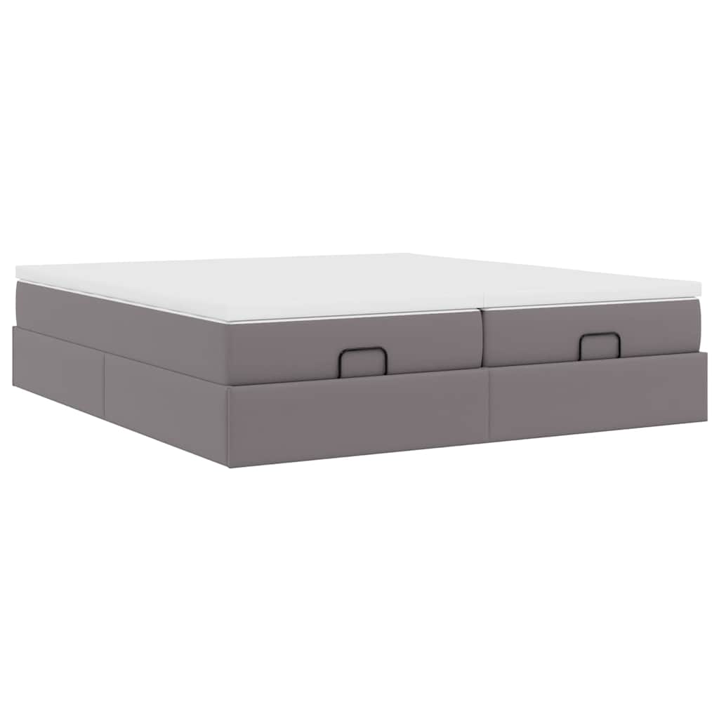vidaXL Lit ottoman avec matelas gris 180x200 cm similicuir