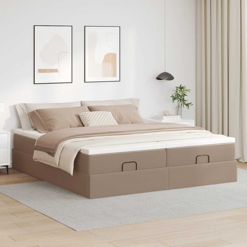 vidaXL Ottoman-Bett mit Matratzen Cappuccino 180x200cm Kunstleder
