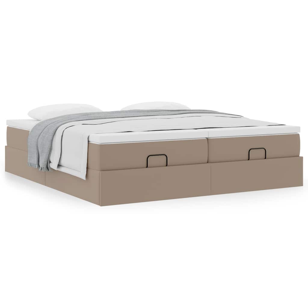 vidaXL Ottoman-Bett mit Matratzen Cappuccino 180x200cm Kunstleder