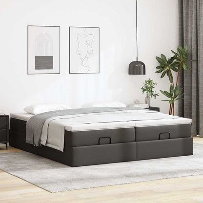 vidaXL Ottoman-Bett mit Matratzen Schwarz 200x200 cm Kunstleder