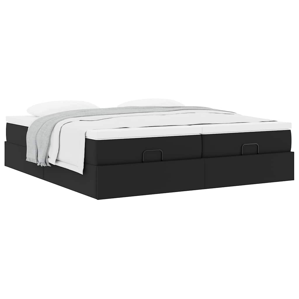vidaXL Ottoman-Bett mit Matratzen Schwarz 200x200 cm Kunstleder