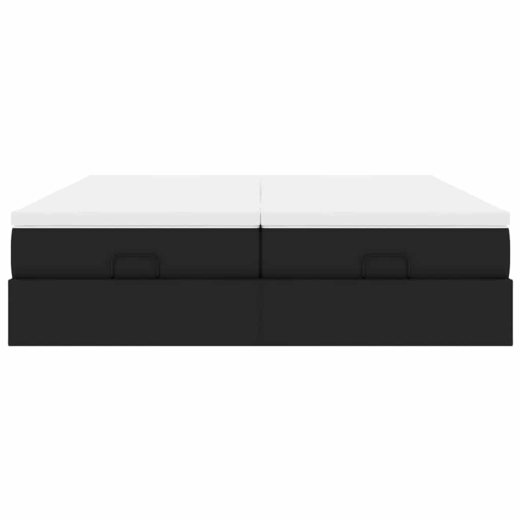 vidaXL Ottoman-Bett mit Matratzen Schwarz 200x200 cm Kunstleder