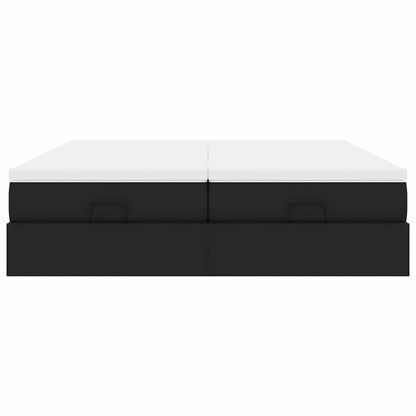 vidaXL Ottoman-Bett mit Matratzen Schwarz 200x200 cm Kunstleder