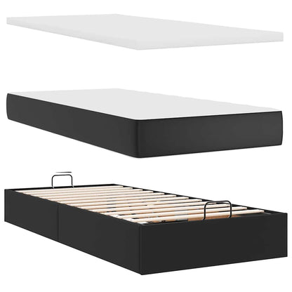 vidaXL Ottoman-Bett mit Matratzen Schwarz 200x200 cm Kunstleder