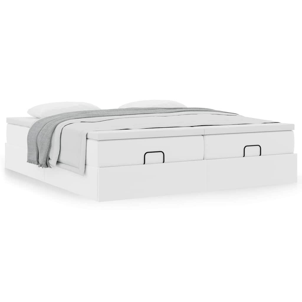 vidaXL Ottoman-Bett mit Matratzen Weiß 200x200 cm Kunstleder