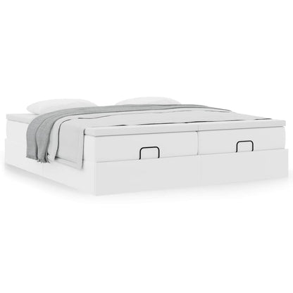 vidaXL Ottoman-Bett mit Matratzen Weiß 200x200 cm Kunstleder