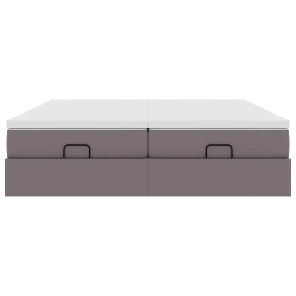 vidaXL Ottoman-Bett mit Matratzen Grau 200x200 cm Kunstleder
