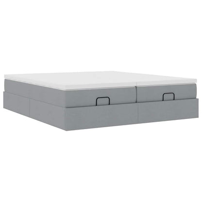 vidaXL Ottoman-Bett mit Matratzen Hellgrau 160x200 cm Stoff
