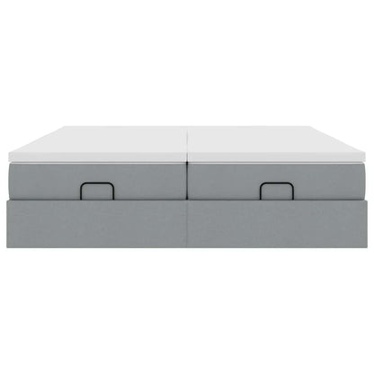vidaXL Ottoman-Bett mit Matratzen Hellgrau 160x200 cm Stoff