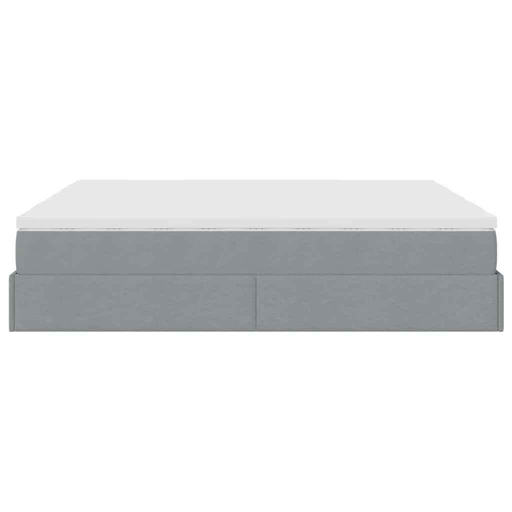 vidaXL Ottoman-Bett mit Matratzen Hellgrau 160x200 cm Stoff