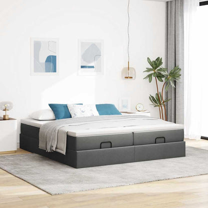 vidaXL Ottoman-Bett mit Matratzen Dunkelgrau 160x200 cm Stoff