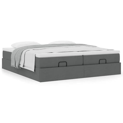 vidaXL Ottoman-Bett mit Matratzen Dunkelgrau 160x200 cm Stoff