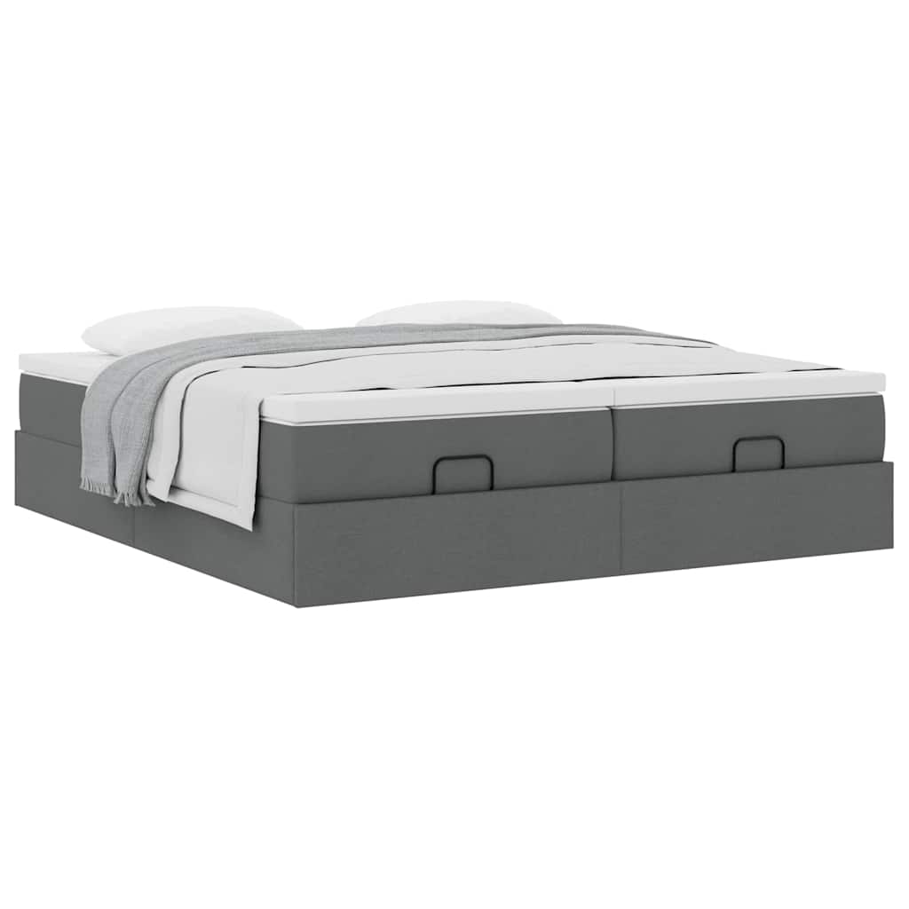 vidaXL Ottoman-Bett mit Matratzen Dunkelgrau 160x200 cm Stoff