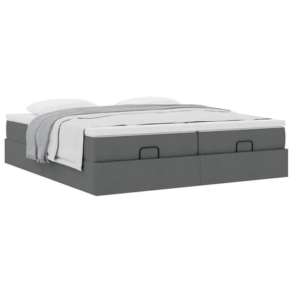 vidaXL Ottoman-Bett mit Matratzen Dunkelgrau 160x200 cm Stoff