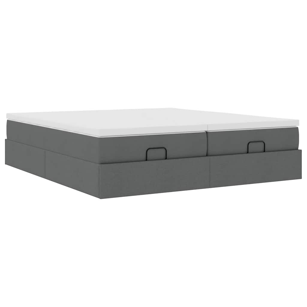 vidaXL Ottoman-Bett mit Matratzen Dunkelgrau 160x200 cm Stoff